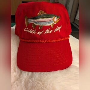 Red 'Catch of the Day' Fish Embroidered Cap